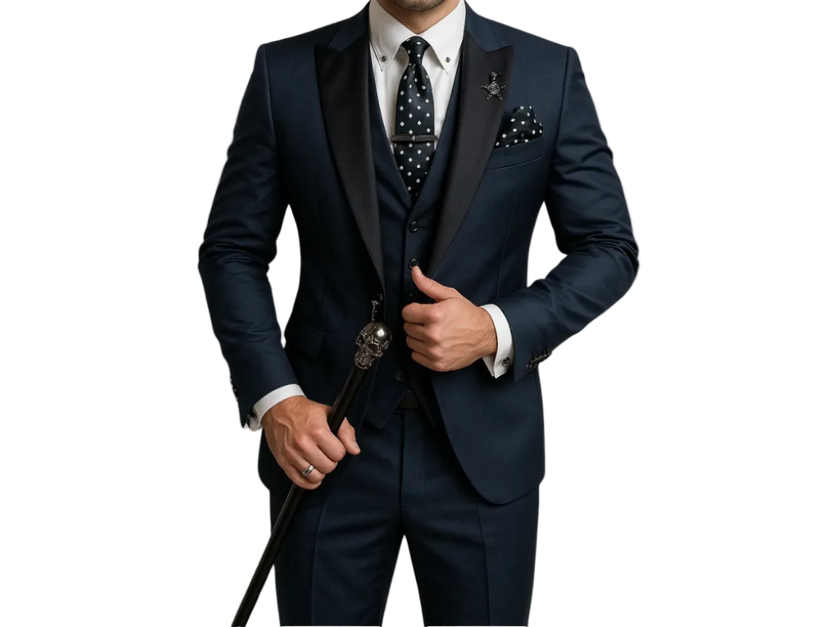 Ensemble de costume pour homme avec veste, gilet et pantalon à revers-Suit Man-Gigié