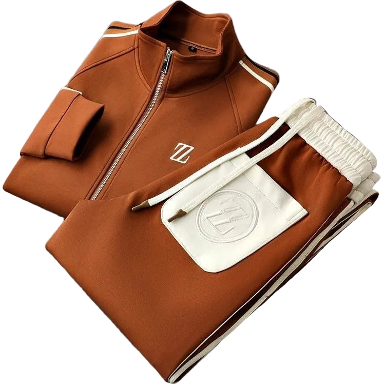 Ensemble de survêtement deux pièces pour homme avec veste zippée et pantalon à cordon-Sets for Men-Gigié