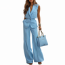 Ensemble deux pièces pour femme avec gilet sans manches et pantalon large-Sets for women-Gigié