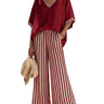 Femme - Ensemble avec haut à col en V et pantalon large à rayures | imported-image-1