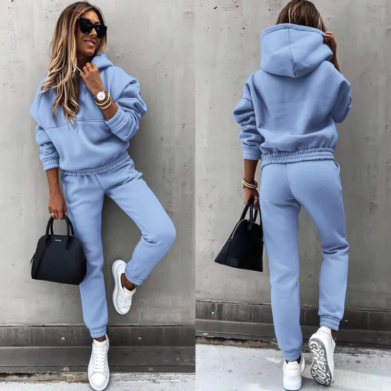 Ensemble Jogging Femme Hiver 2 Pièces Capuche & Pantalon Confort-Gigié