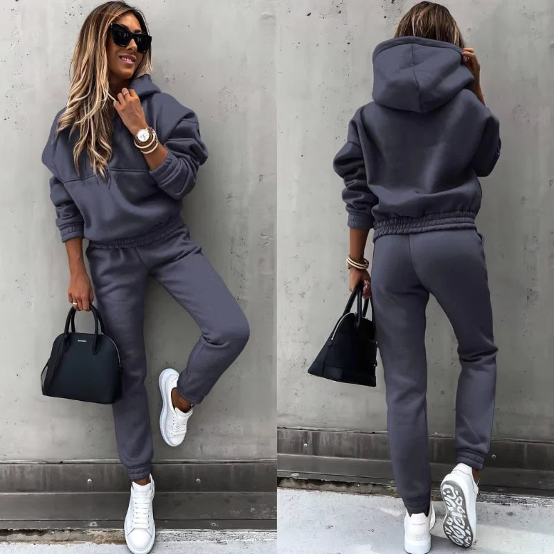 Ensemble Jogging Femme Hiver 2 Pièces Capuche & Pantalon Confort-Gigié