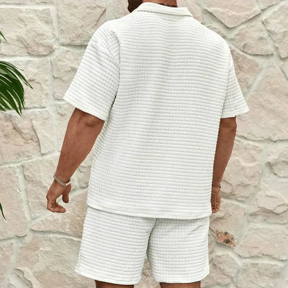Ensemble deux pièces pour homme avec haut à manches courtes et short structuré-Sets for women-Gigié