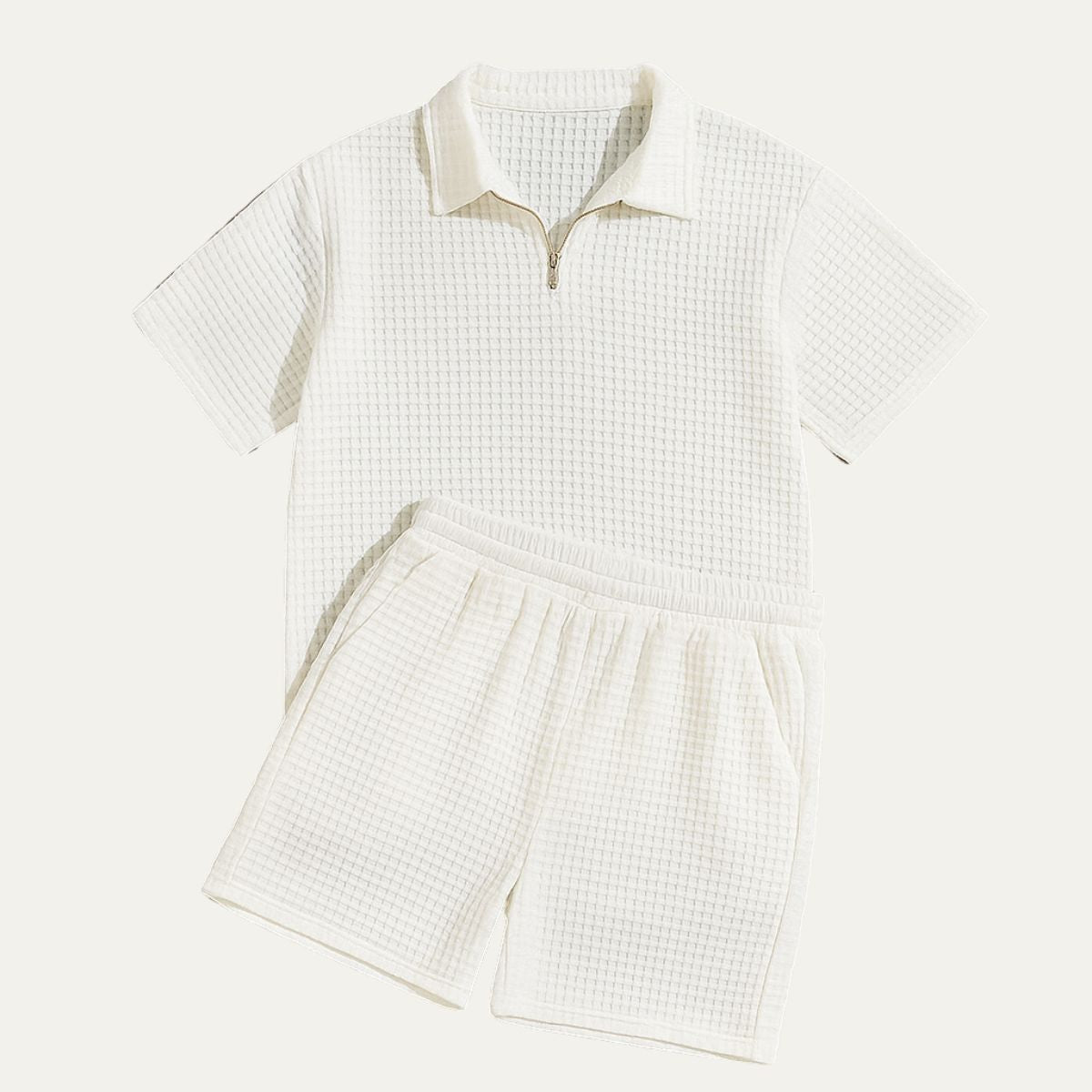 Ensemble deux pièces pour homme avec haut à manches courtes et short structuré-Sets for women-Gigié