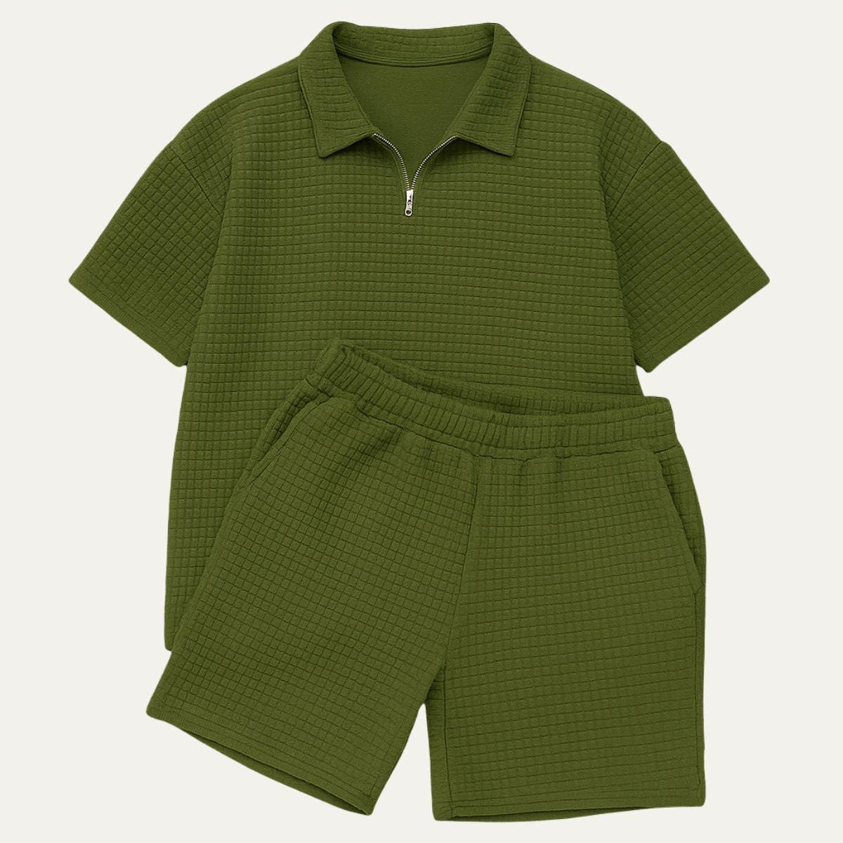 Ensemble deux pièces pour homme avec haut à manches courtes et short structuré-Sets for women-Gigié