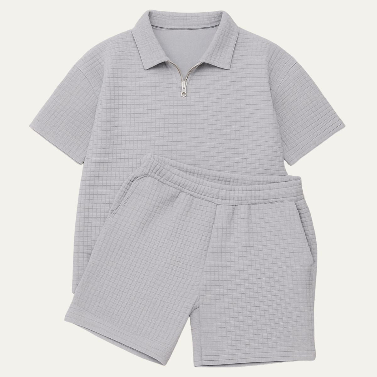 Ensemble deux pièces pour homme avec haut à manches courtes et short structuré-Sets for women-Gigié