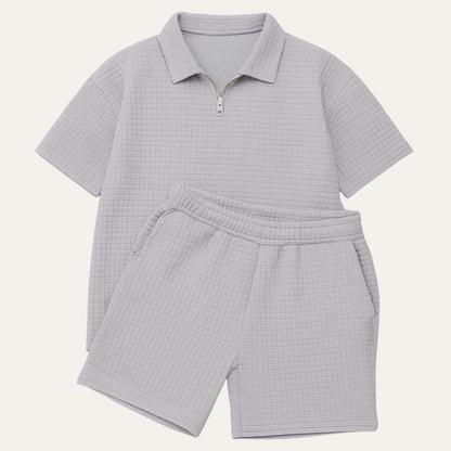Ensemble deux pièces pour homme avec haut à manches courtes et short structuré-Sets for women-Gigié