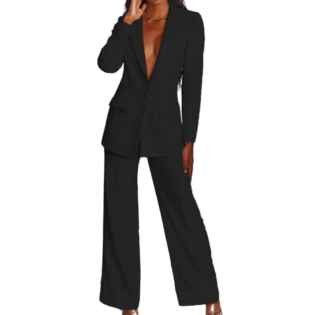 Ensemble femme avec blazer long et pantalon large-Sets for women-Gigié