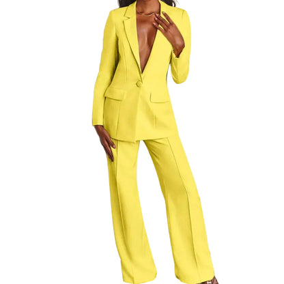Ensemble femme avec blazer long et pantalon large-Sets for women-Gigié