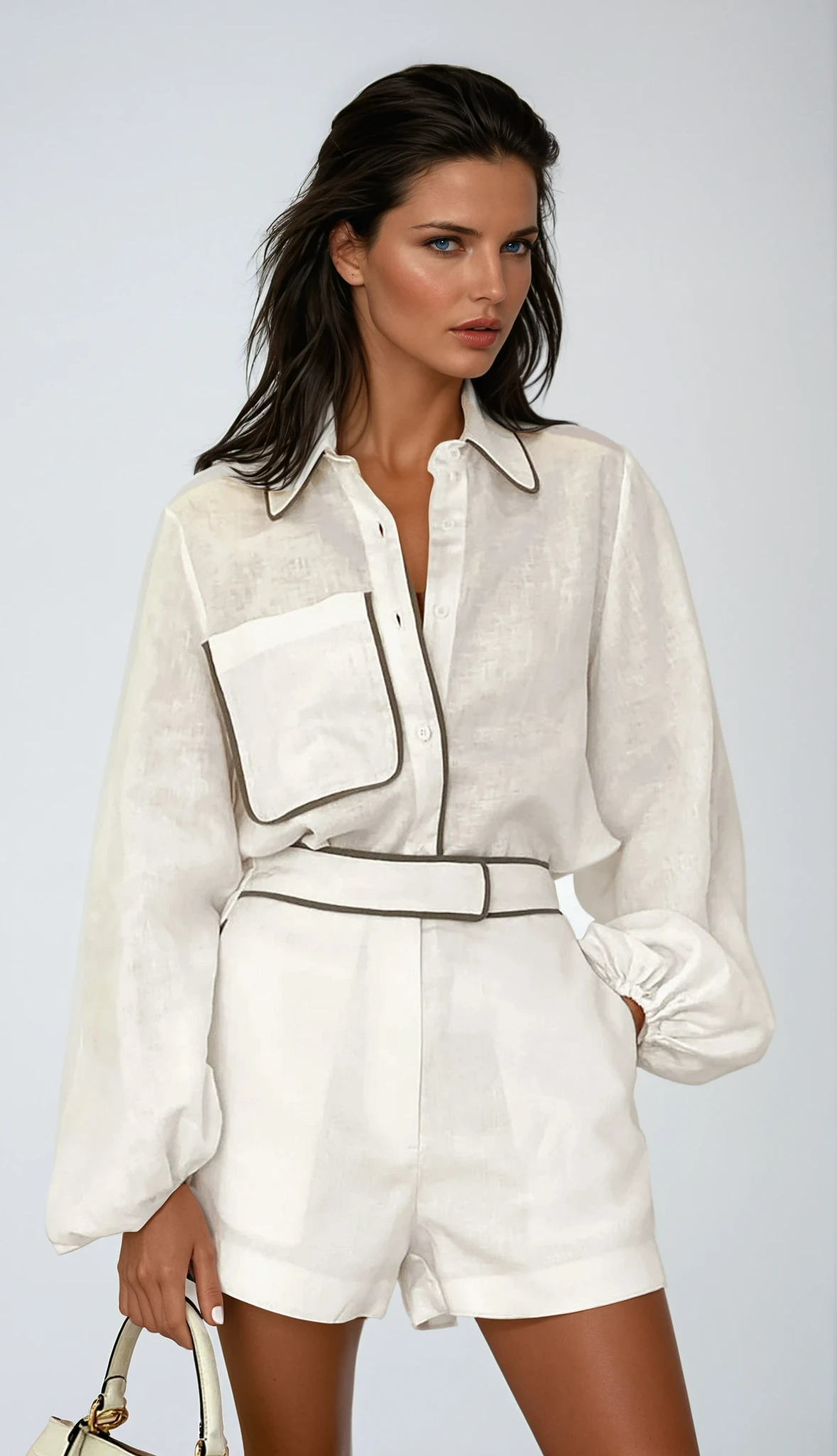 Ensemble femme avec chemise à manches longues et short-Sets for women-Gigié