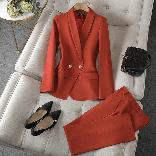 Tailleur Femme Blazer Cintré Pantalon Droit-Gigié