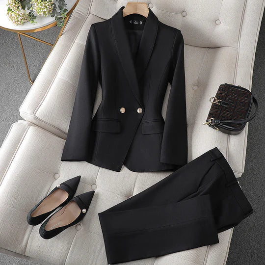 Tailleur Femme Blazer Cintré Pantalon Droit-Gigié
