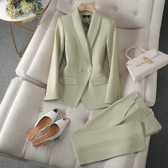 Tailleur Femme Blazer Cintré Pantalon Droit-Gigié