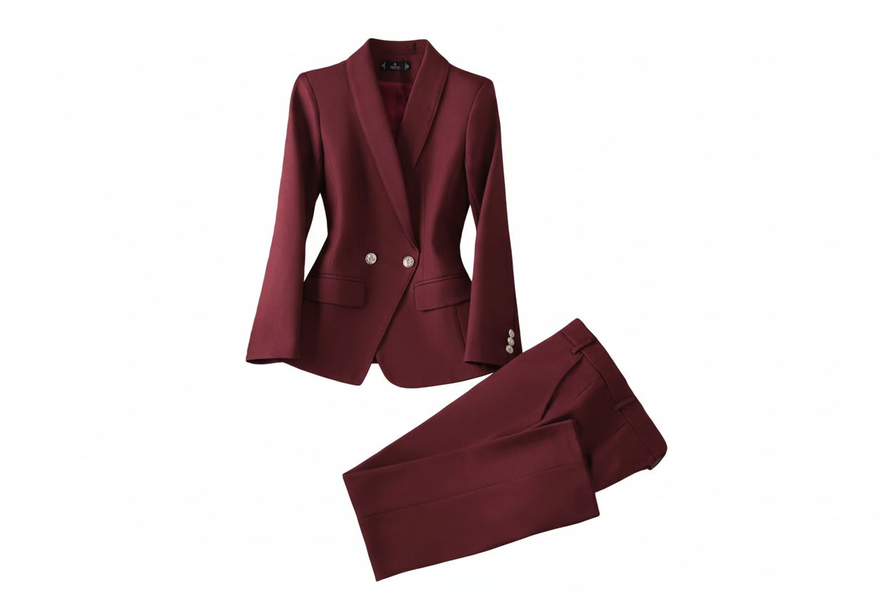 Tailleur Femme Blazer Cintré Pantalon Droit-Gigié