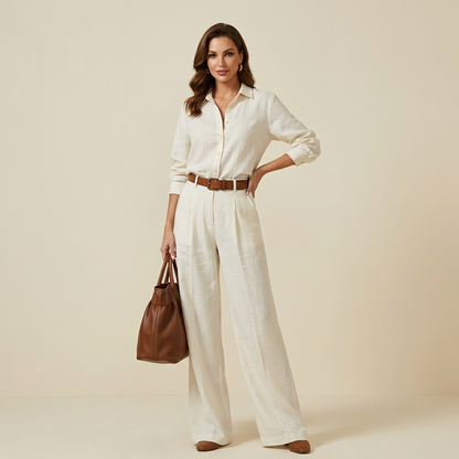 Ensemble Femme Chemise à Manches Longues et Pantalon Large-Sets for women-Gigié