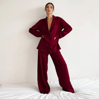 Ensemble femme deux pièces avec chemise à manches longues et pantalon large-Pajama set-Gigié