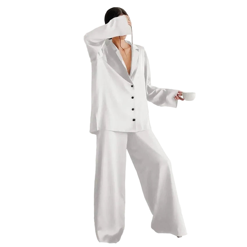 Ensemble femme deux pièces avec chemise à manches longues et pantalon large-Pajama set-Gigié