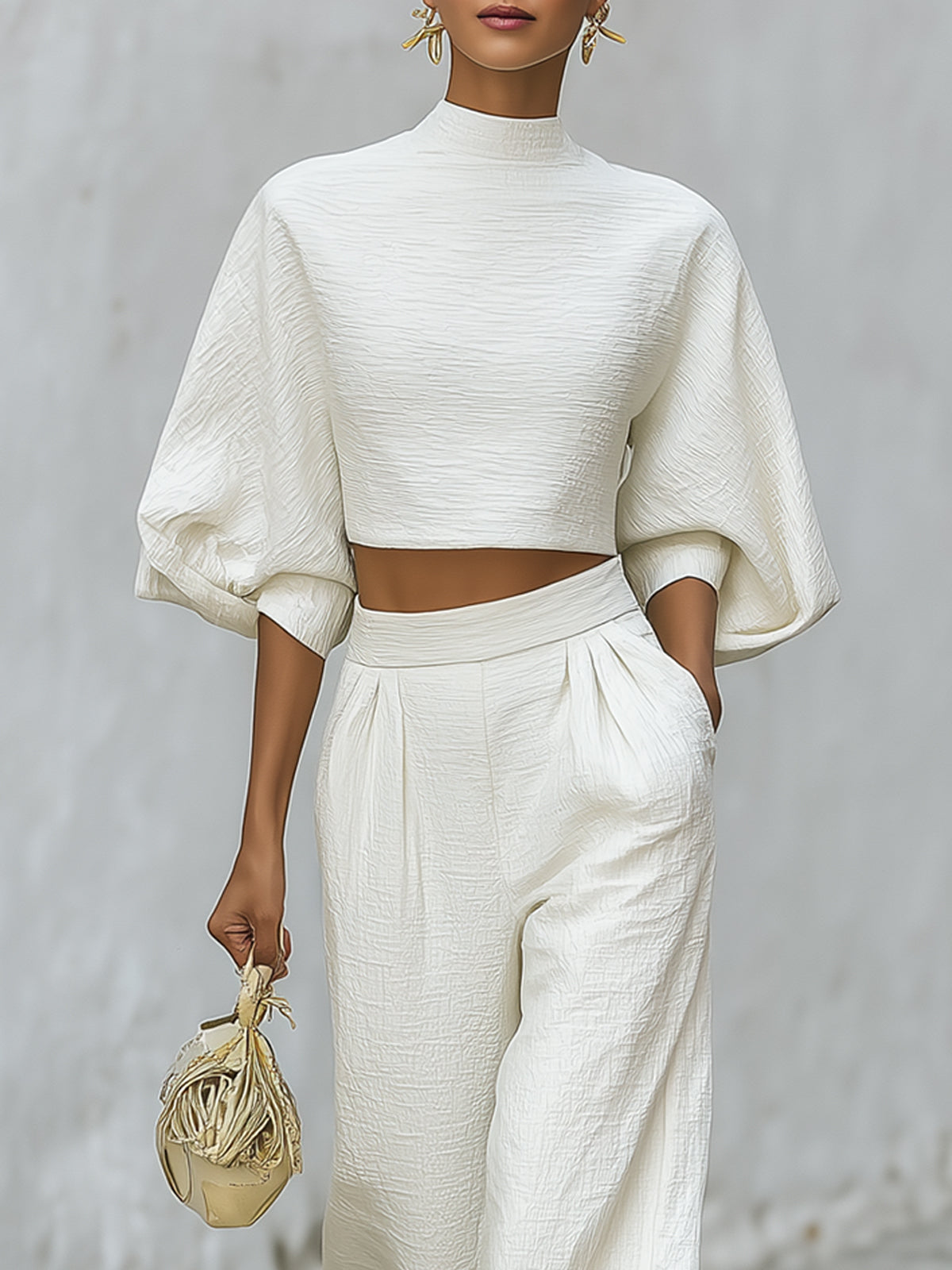 Ensemble Femme Haut Court et Pantalon à Jambes Larges-Sets for women-Gigié