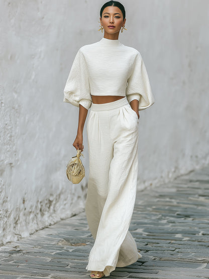 Ensemble Femme Haut Court et Pantalon à Jambes Larges-Sets for women-Gigié