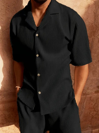 Ensemble homme avec chemise à manches courtes et short texturé-Sets for Men-Gigié