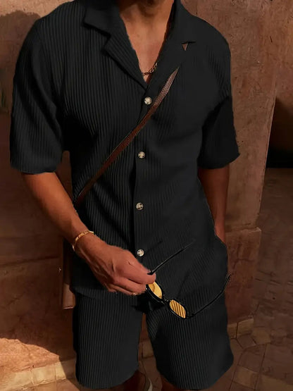 Ensemble homme avec chemise à manches courtes et short texturé-Sets for Men-Gigié