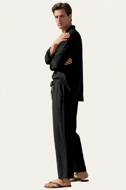 Ensemble homme avec chemise à manches longues et pantalon à cordon-Sets for Men-Gigié