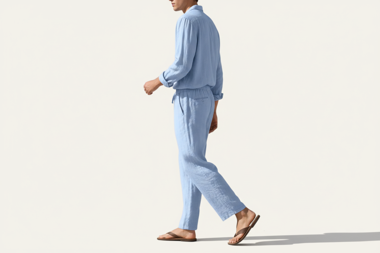 Ensemble homme avec chemise à manches longues et pantalon à cordon-Sets for Men-Gigié