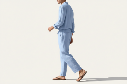 Ensemble homme avec chemise à manches longues et pantalon à cordon-Sets for Men-Gigié
