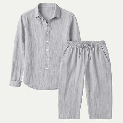 Ensemble homme avec chemise à manches longues et pantalon à cordon-Sets for Men-Gigié