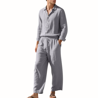 Ensemble homme avec chemise à manches longues et pantalon à cordon-Sets for Men-Gigié