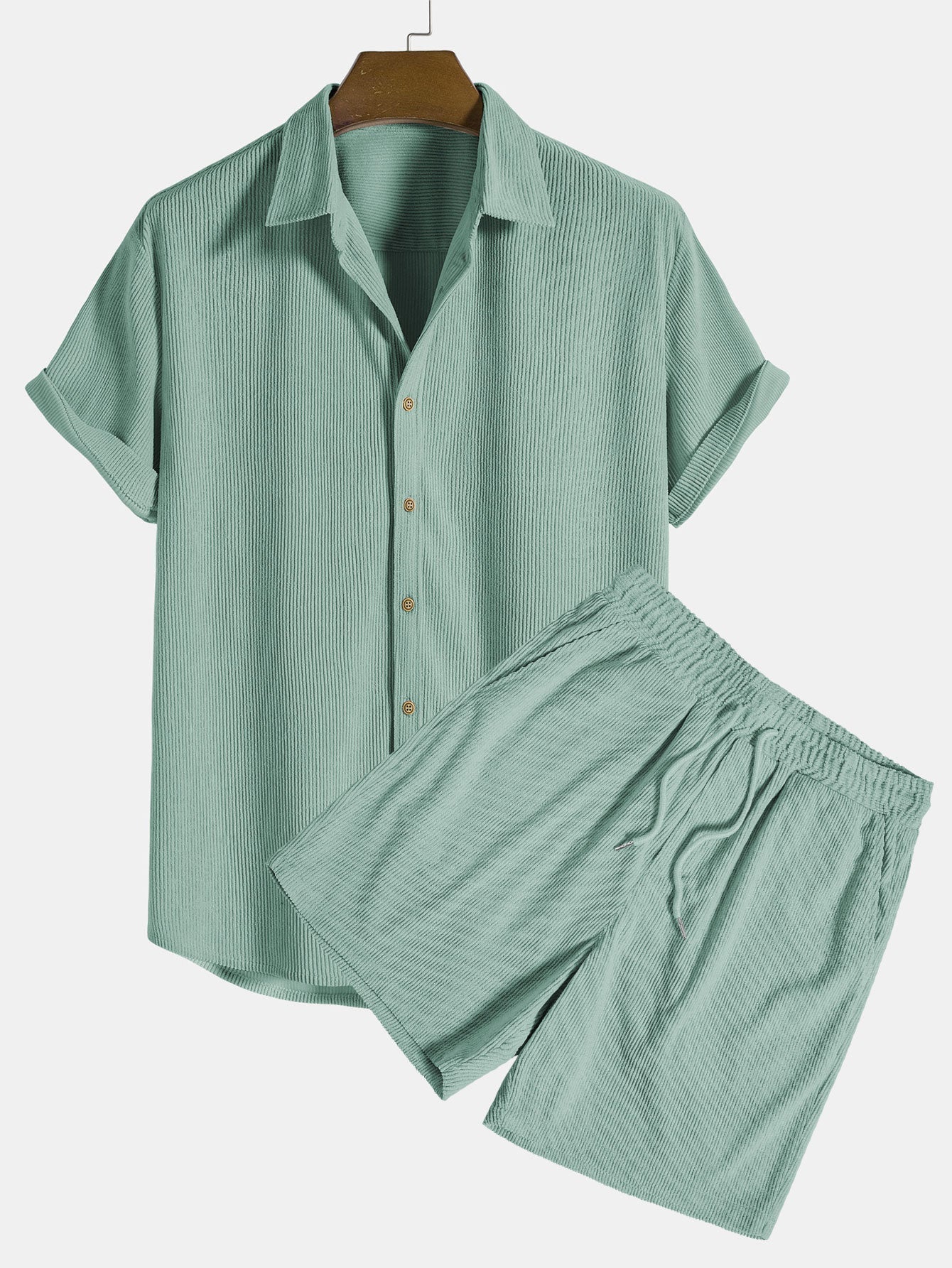 Ensemble Homme Deux Pièces Chemise à Manches Courtes avec Boutons et Short à Taille Élastique-Sets for Men-Gigié