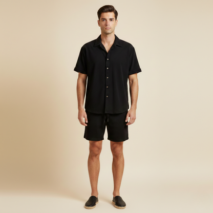 Ensemble Homme Deux Pièces Chemise à Manches Courtes avec Boutons et Short à Taille Élastique-Sets for Men-Gigié