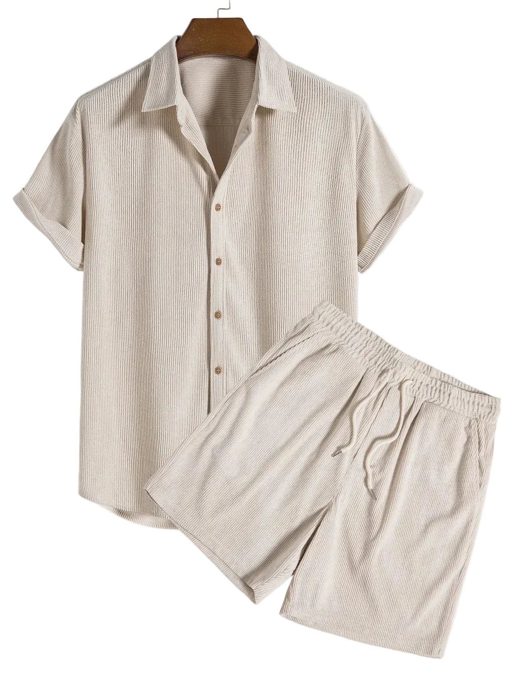 Ensemble Homme Deux Pièces Chemise à Manches Courtes avec Boutons et Short à Taille Élastique-Sets for Men-Gigié