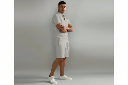 Ensemble Homme Deux Pièces Polo à Manches Courtes avec Fermeture Zippée et Short-Sets for Men-Gigié