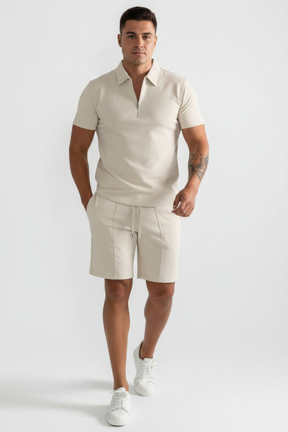 Ensemble Homme Deux Pièces Polo à Manches Courtes avec Fermeture Zippée et Short-Sets for Men-Gigié