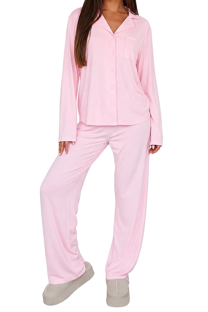 Ensemble pyjama femme à boutons avec col à revers-Pajama set-Gigié