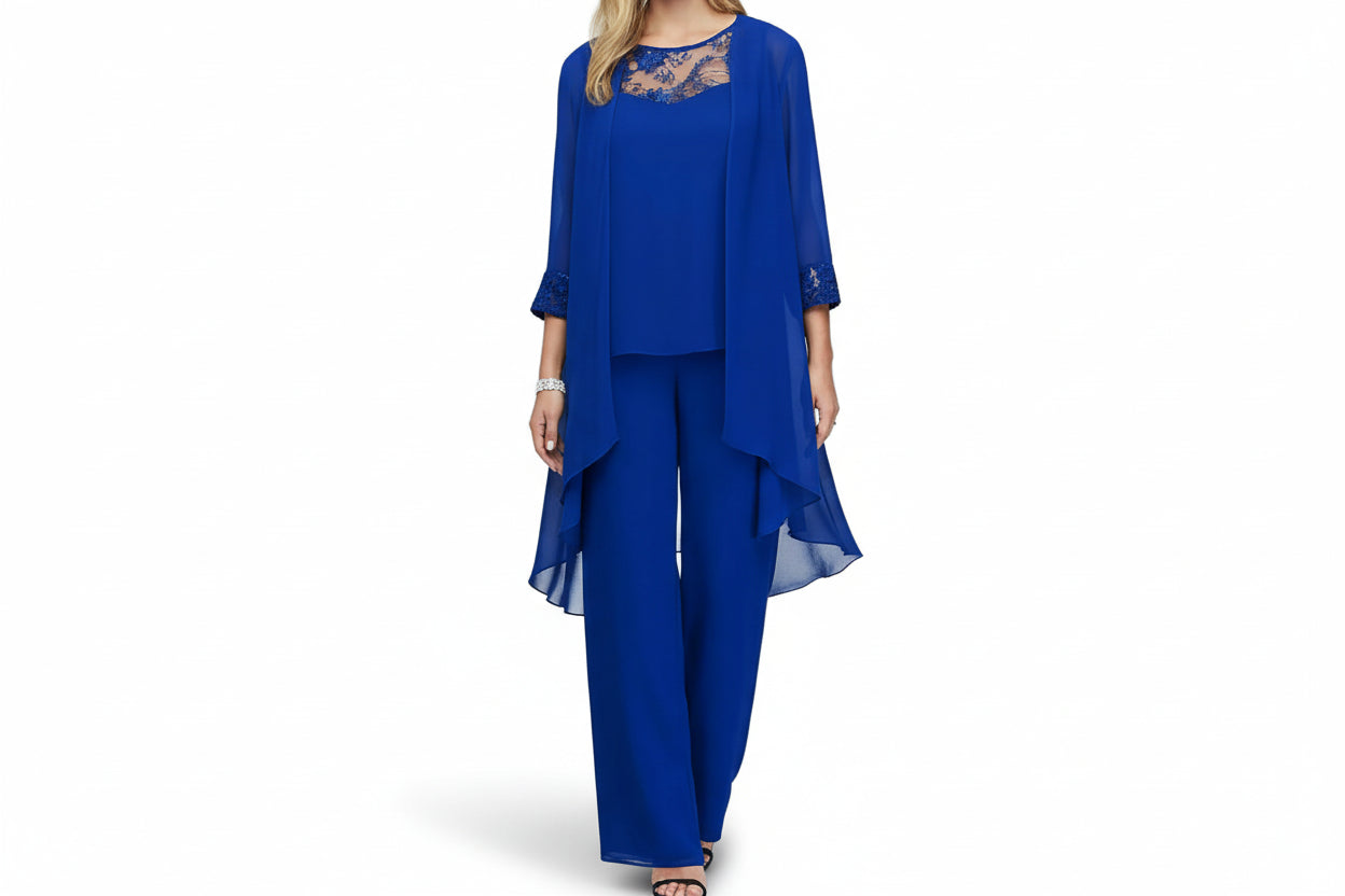 Ensemble Tailleur Femme 3 Pièces Chiffon Fluide Mariage & Soirée-Gigié