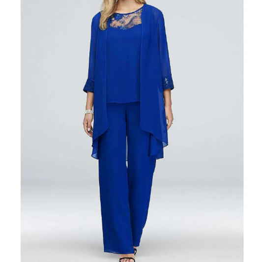 Ensemble Tailleur Femme 3 Pièces Chiffon Fluide Mariage & Soirée-Gigié