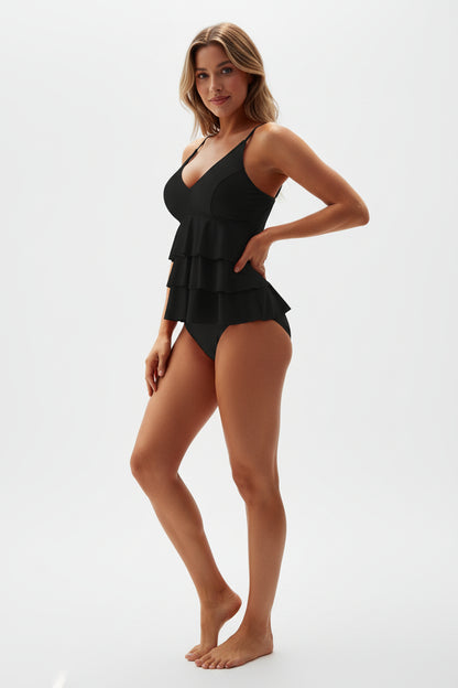 Ensemble tankini femme avec haut à volants et bretelles-Women swimwear-Gigié