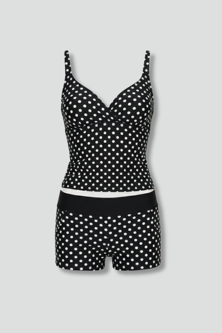 Ensemble tankini femme avec haut croisé et short-Women swimwear-Gigié