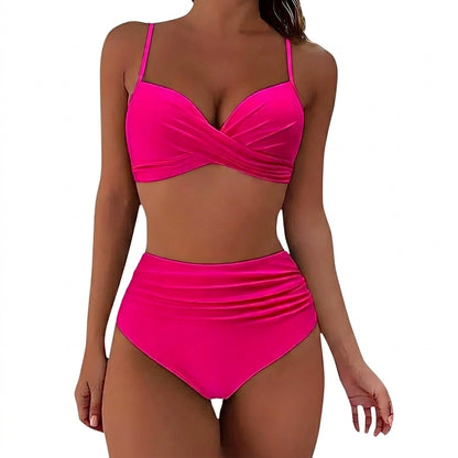 Femme Bikini à Haut Croisé et Bas Taille Haute à Fronces | imported-image-3