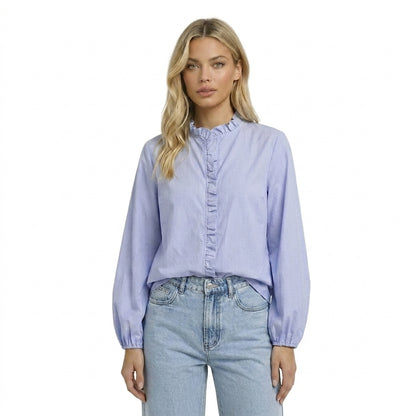 Blouse Women Loose Fit Long Sleeve Ruffle Detail Design 1