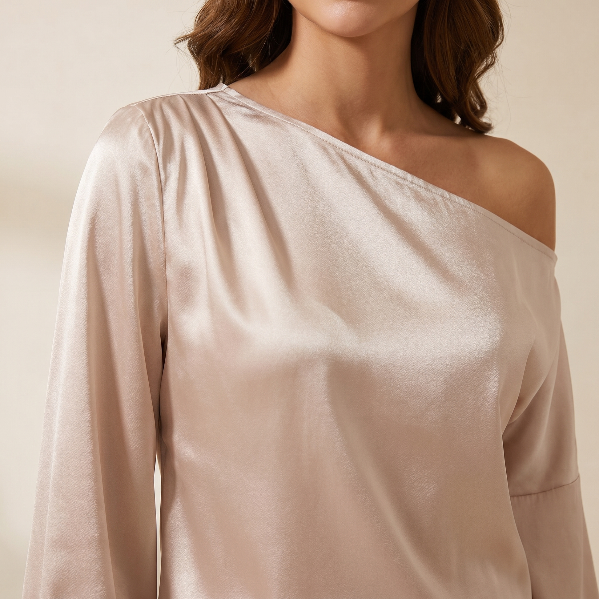 Blouse Women One Shoulder Balloon Sleeve Asymmetrical 2