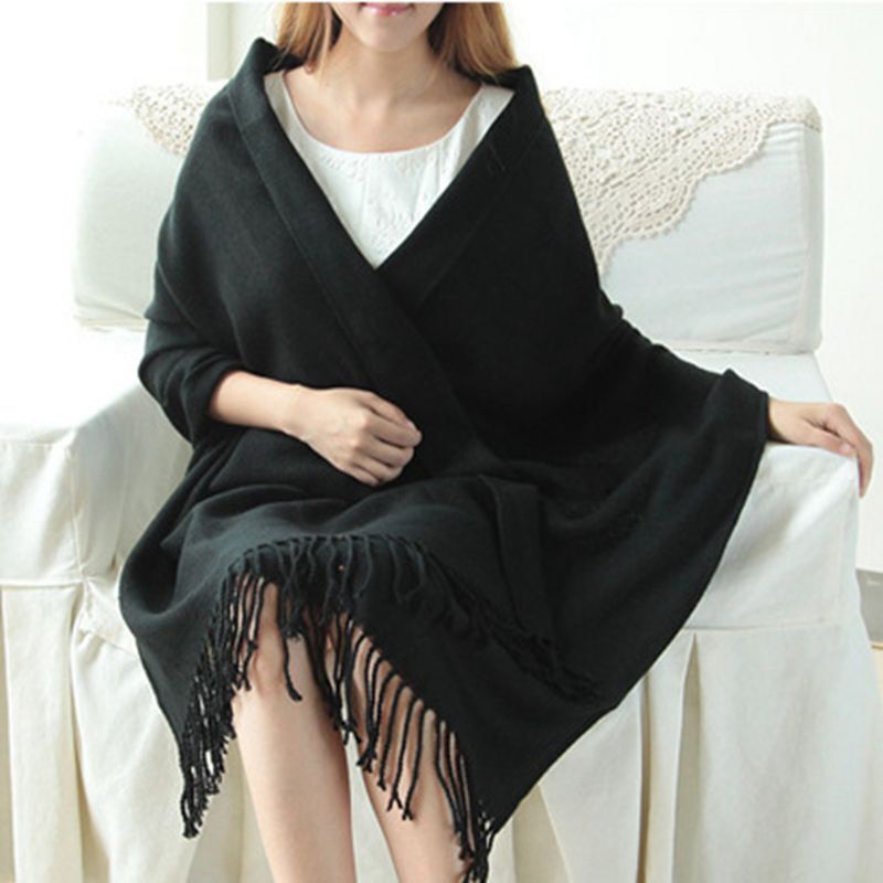 Femme châle rectangulaire avec franges sur les bords-Accecoires-Gigié