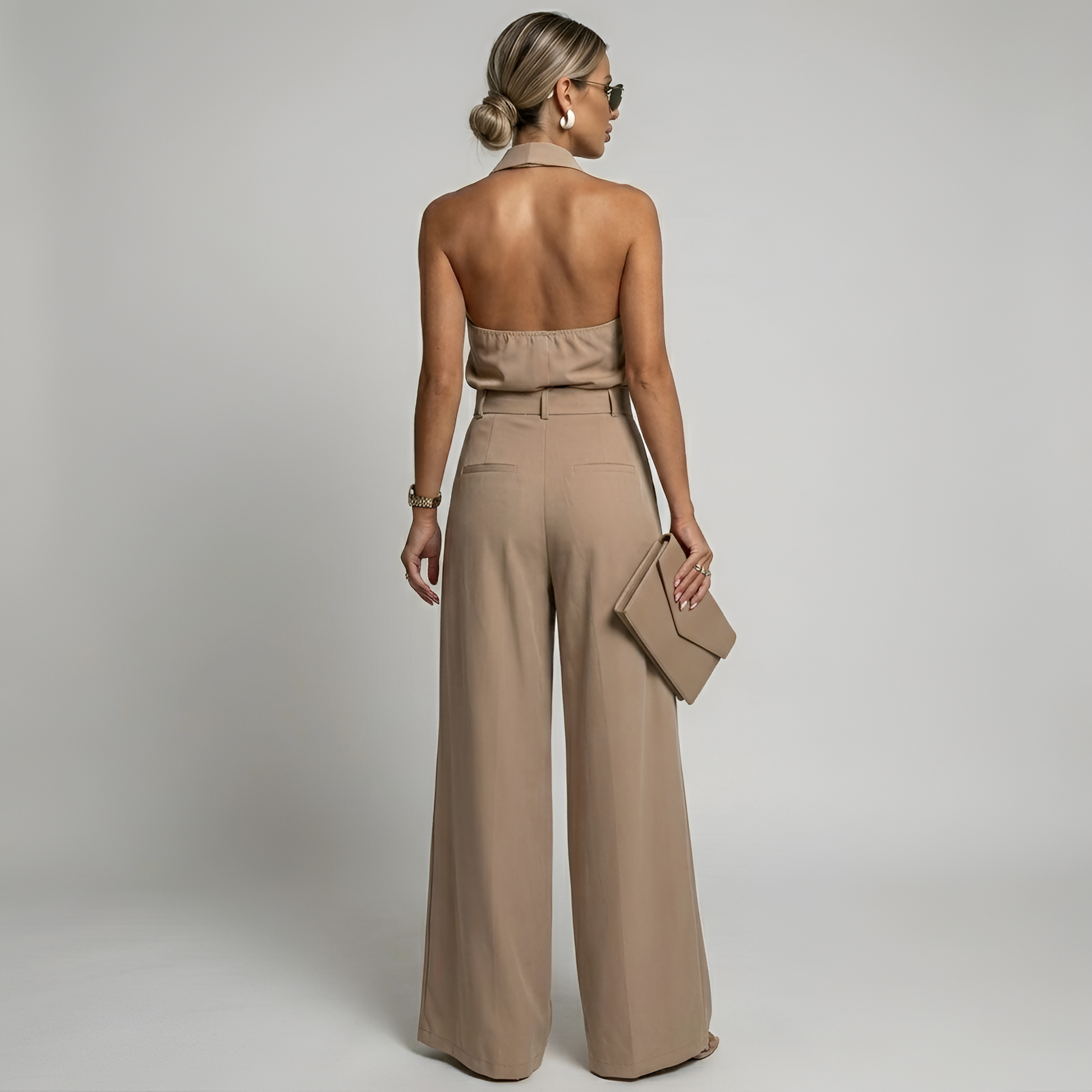 Femme Combinaison Sans Manches à Encolure Halter et Jambes Larges | imported-image-3