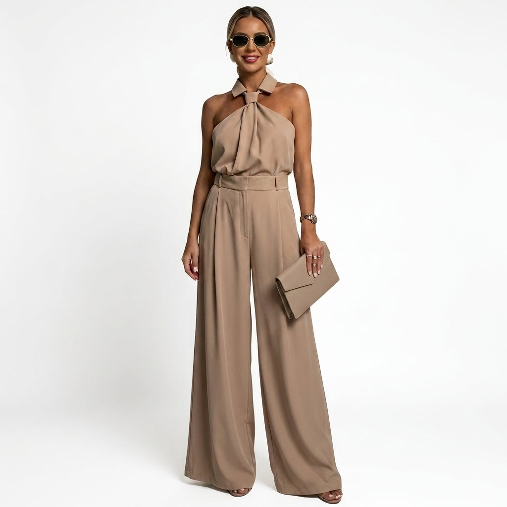 Femme Combinaison Sans Manches à Encolure Halter et Jambes Larges | imported-image-4