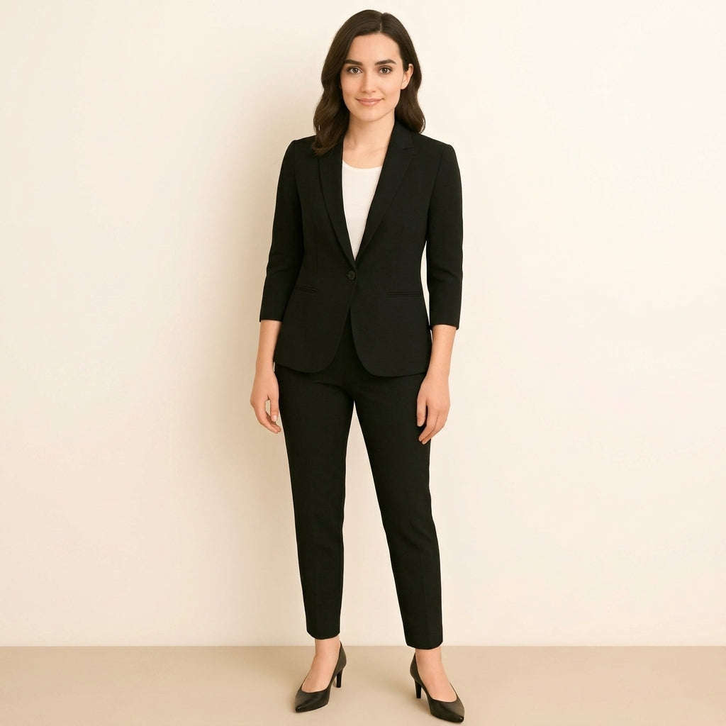 Femme ensemble avec blazer à revers à encoche et pantalon droit | imported-image-8