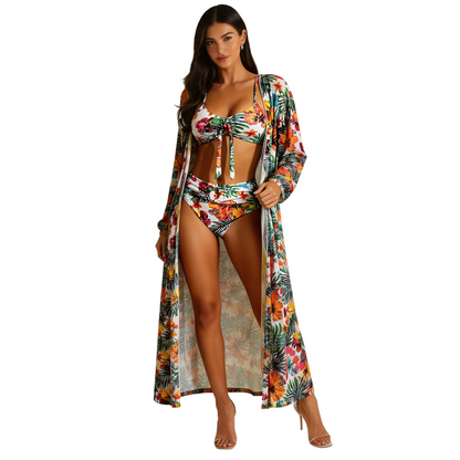 Femme Ensemble bikini trois pièces avec haut à nouer et robe longue | imported-image-1