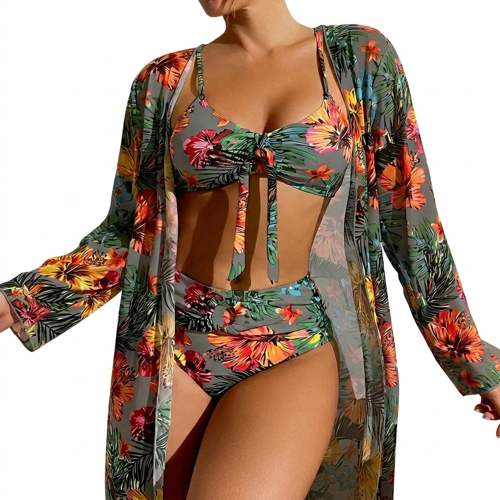 Femme Ensemble bikini trois pièces avec haut à nouer et robe longue | imported-image-7