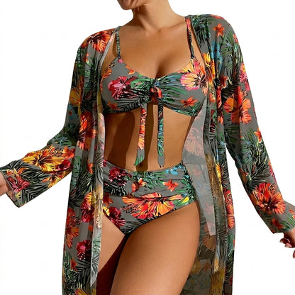 Femme Ensemble bikini trois pièces avec haut à nouer et robe longue | imported-image-7